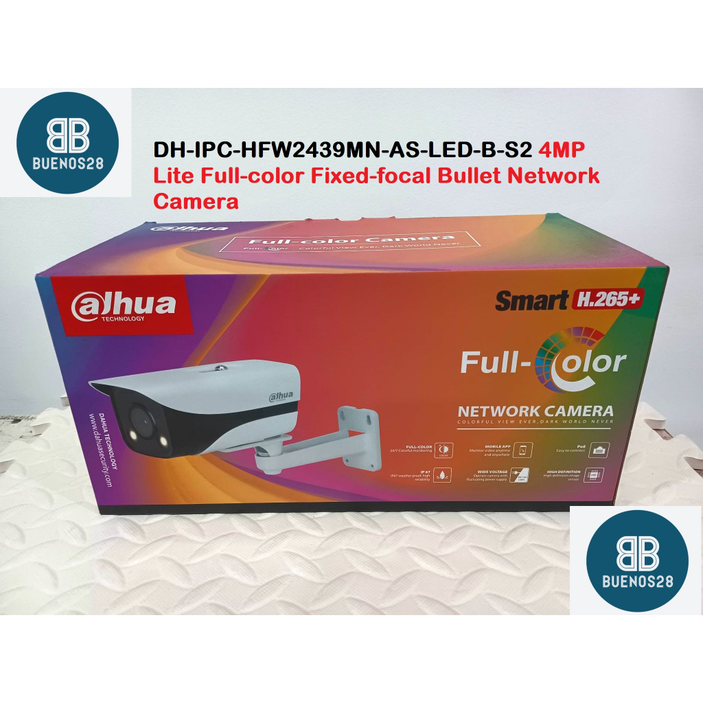 DAHUA DH-IPC-HFW2439MN-AS-LED-B-S2 4MP Lite Full-color Fixed-focal ...