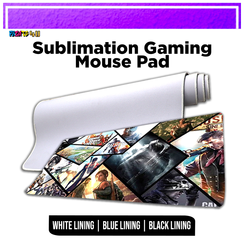 Full Sublimation Extended Gaming Mouse Pad 3mm Thick Color White & Blue Or Black Lining Shopee