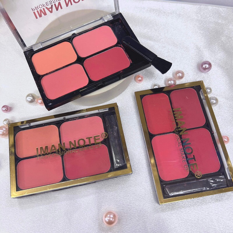 4Color Blusher With Brush Mineral Blush Palette with mirror Matte ...