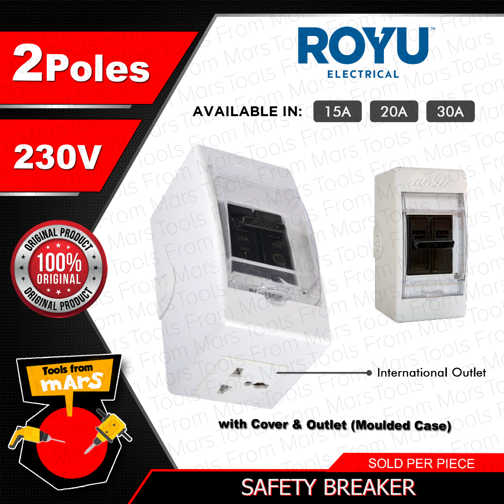 ROYU Safety Breaker with Cover & Outlet 2 Pole 15A | 20A | 30A ...