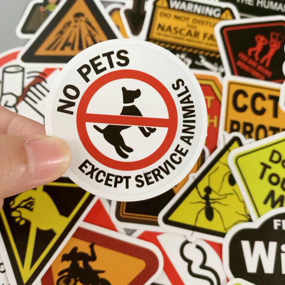50 pcs warning sign graffiti sticker laptop luggage case mobile phone ...