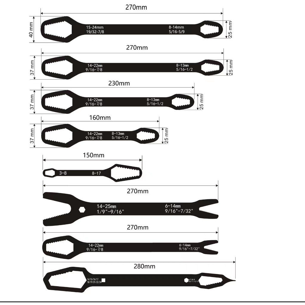 Universal box wrench wrench Open wrench A universal wrench