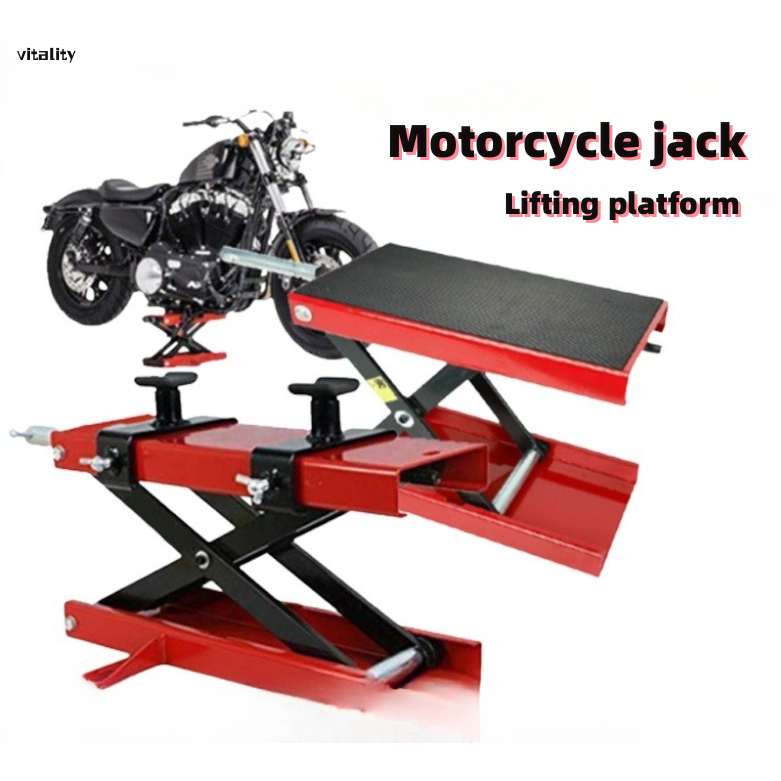Car Lift Motorcycle Scissors Jack Crank Hoist Stand with Saddle Table