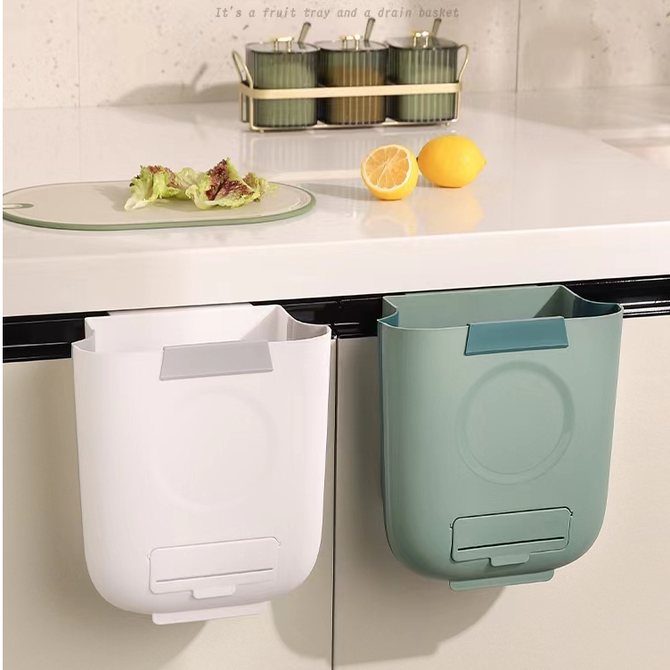 Kitchen Trash Cans Household wall-mounted folding trash cans Food waste ...