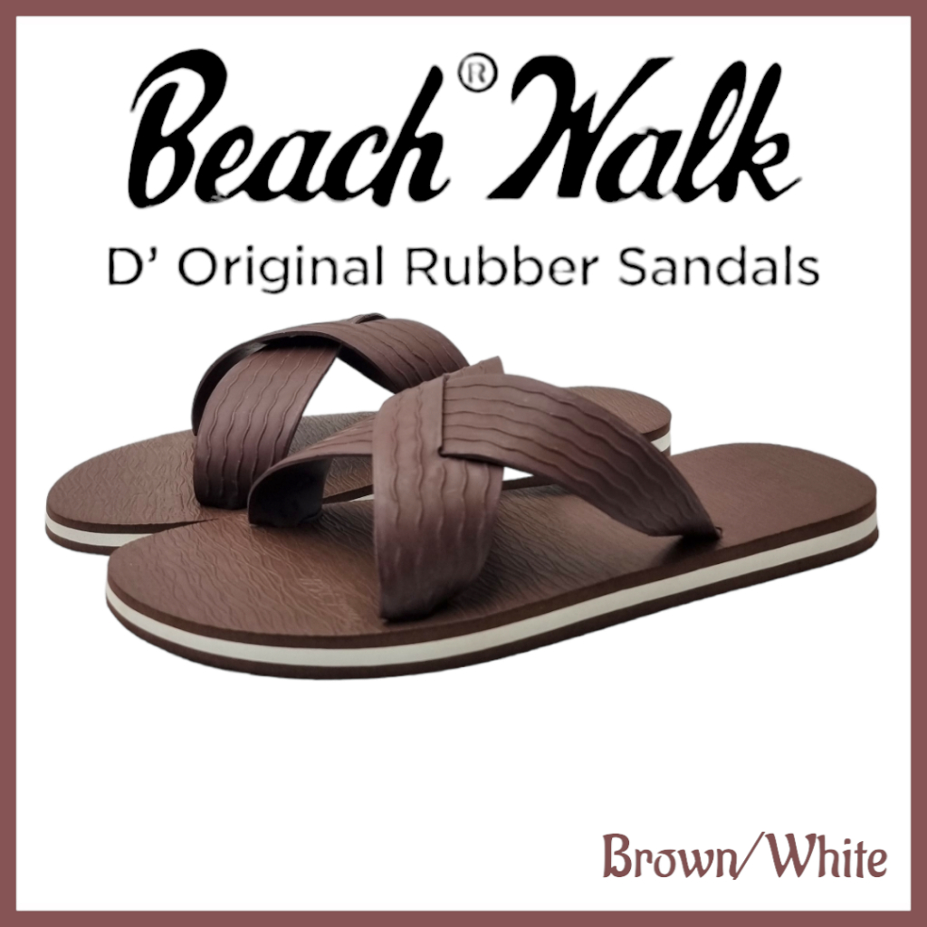 Beach walk 'EKIS' Unisex Colored rubber Flipflops (Brown/White)