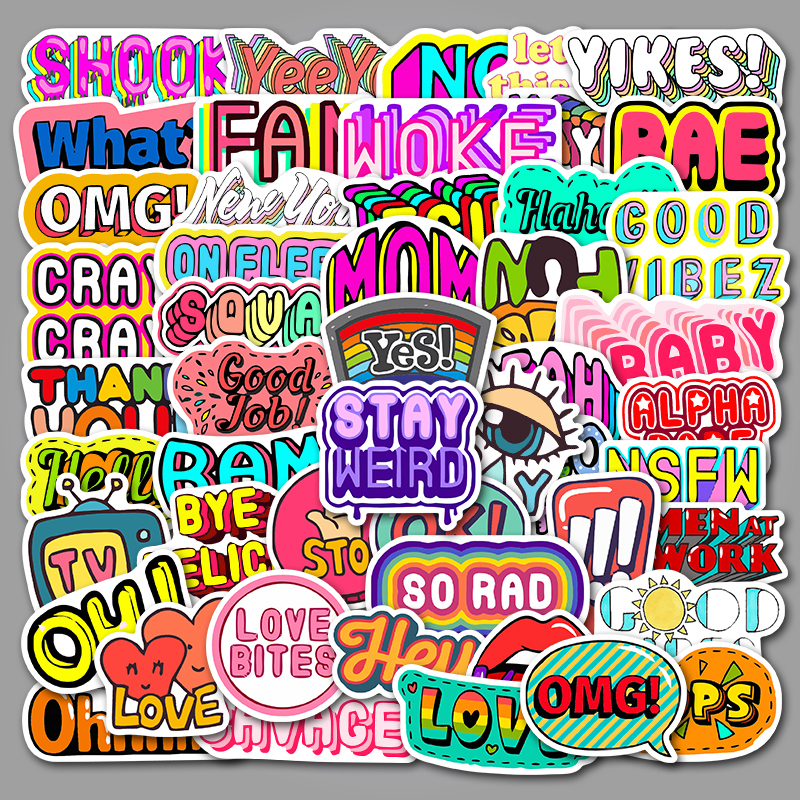 50pcs English phrase series VSCO wind suitcase laptop luggage scrapbook