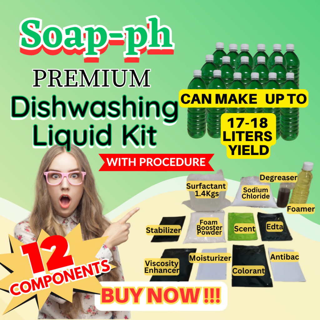 Dishwashing Liquid Kit SUPERIOR GRADE 1718Liters Yield 12 Components