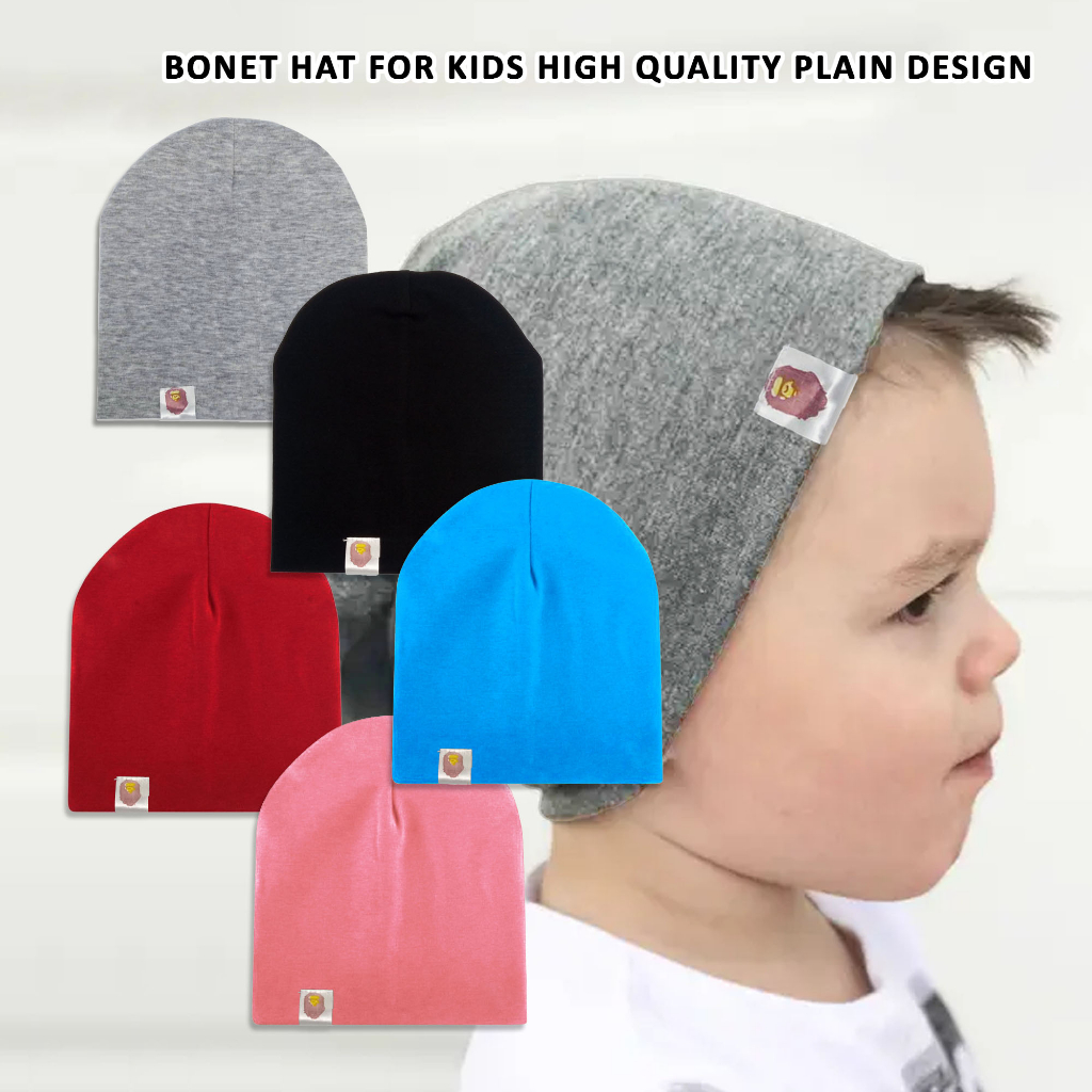 BONET HAT FOR KIDS HIGH QUALITY PLAIN DESIGN | Shopee Philippines