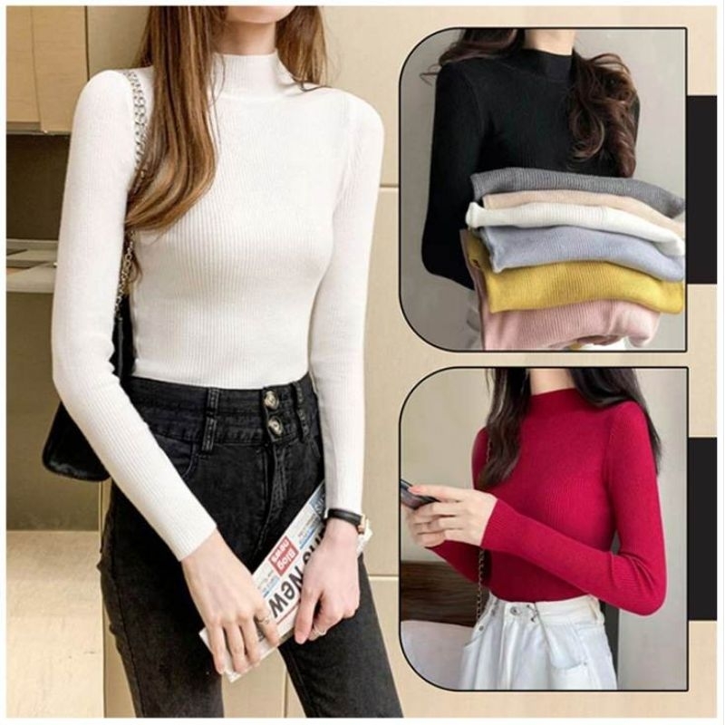 Long Sleeve Turtle Neck Knitted | Shopee Philippines