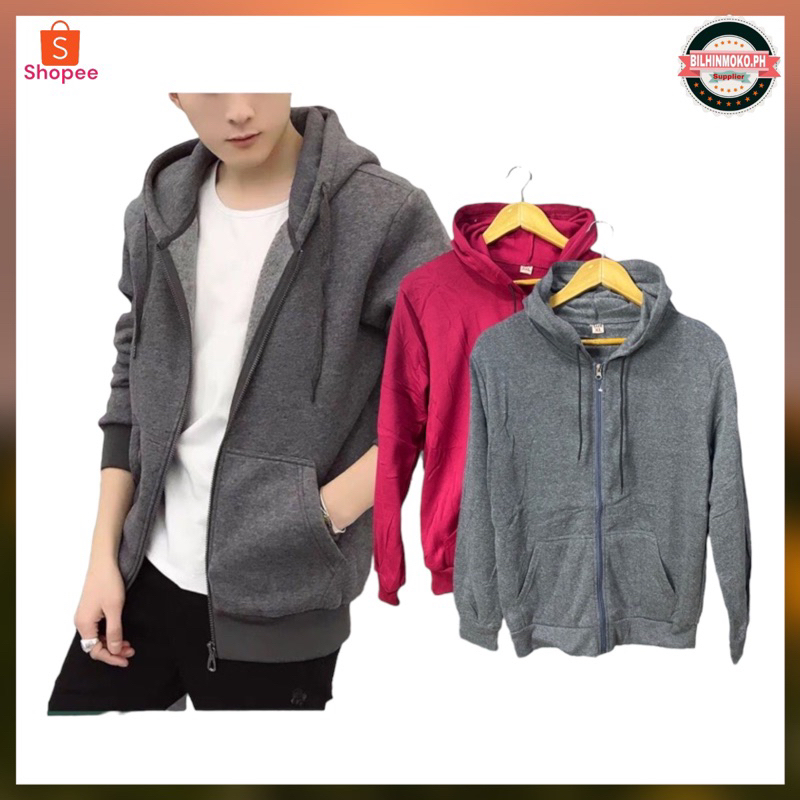 Unisex hoodie plain jacket with zipper