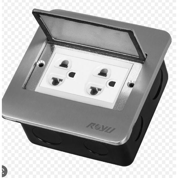 ROYU Wide Series Square Floor Receptacle with Duplex Universal Outlet ...