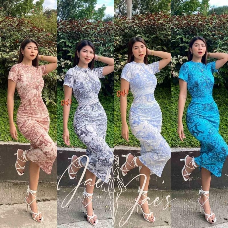 Julianna Maxi Bodycon Dress Summer Hem Forest Print Shopee Philippines