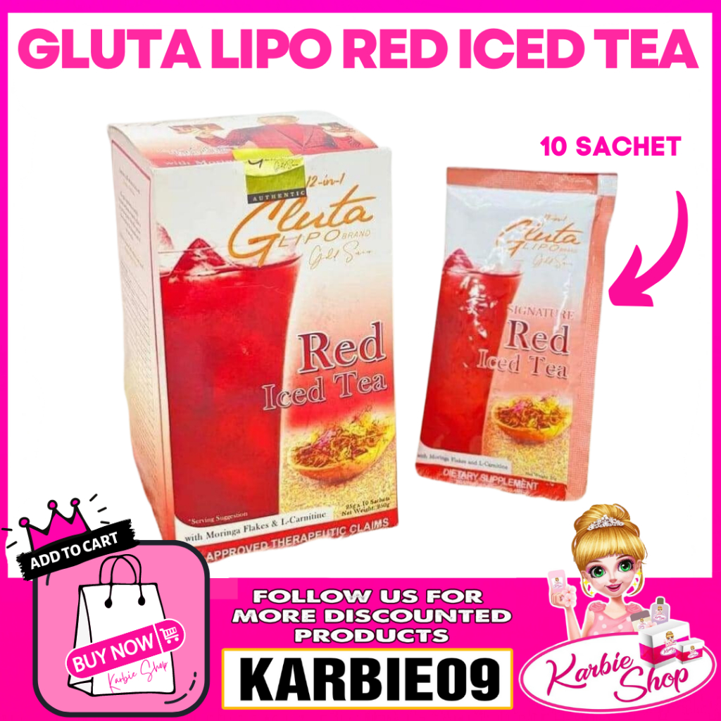 Orig Gluta Lipo Red Iced Tea 10sachet (NEW FLAVOR) Gold Series Shopee