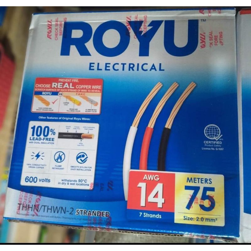 NEW ROYU 75 METERS. THHN 14 & 12. electrical wire Shopee Philippines