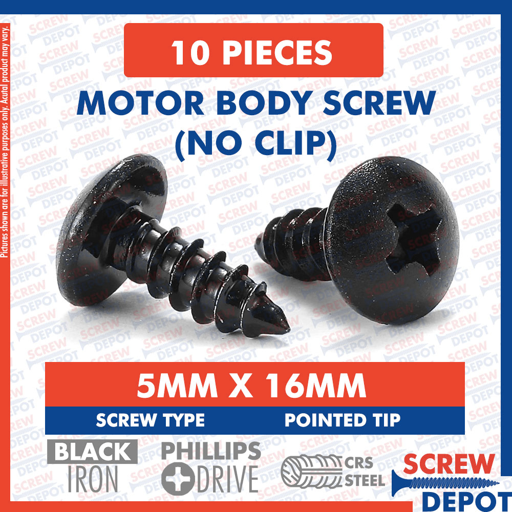 10x Black Aluminum Fairing Bolts M5 X 16mm With 3mm Shoulder - Motorcycle Bodywork Screws
