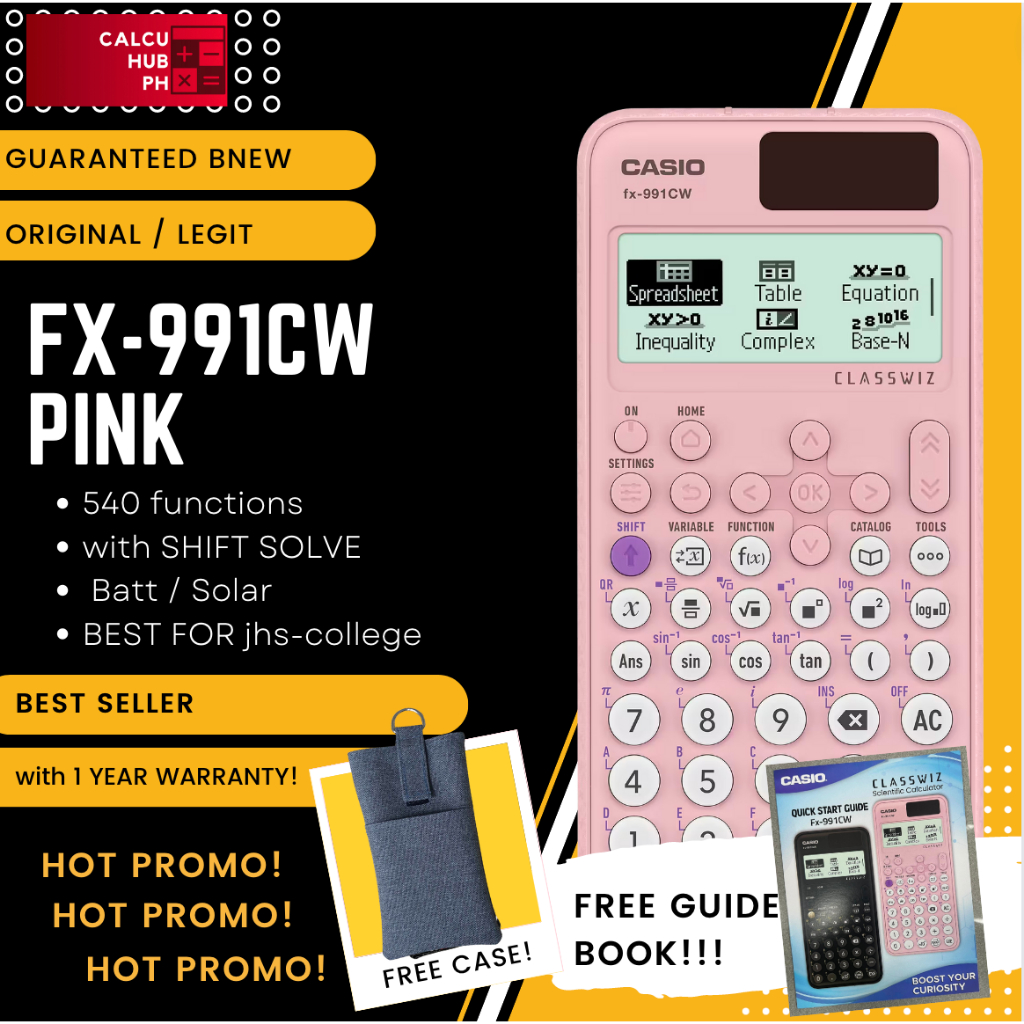 CASIO CLASSWIZ FX991CW SCIENTIFIC CALCULATOR PINK FREE GUIDE BOOK And ...