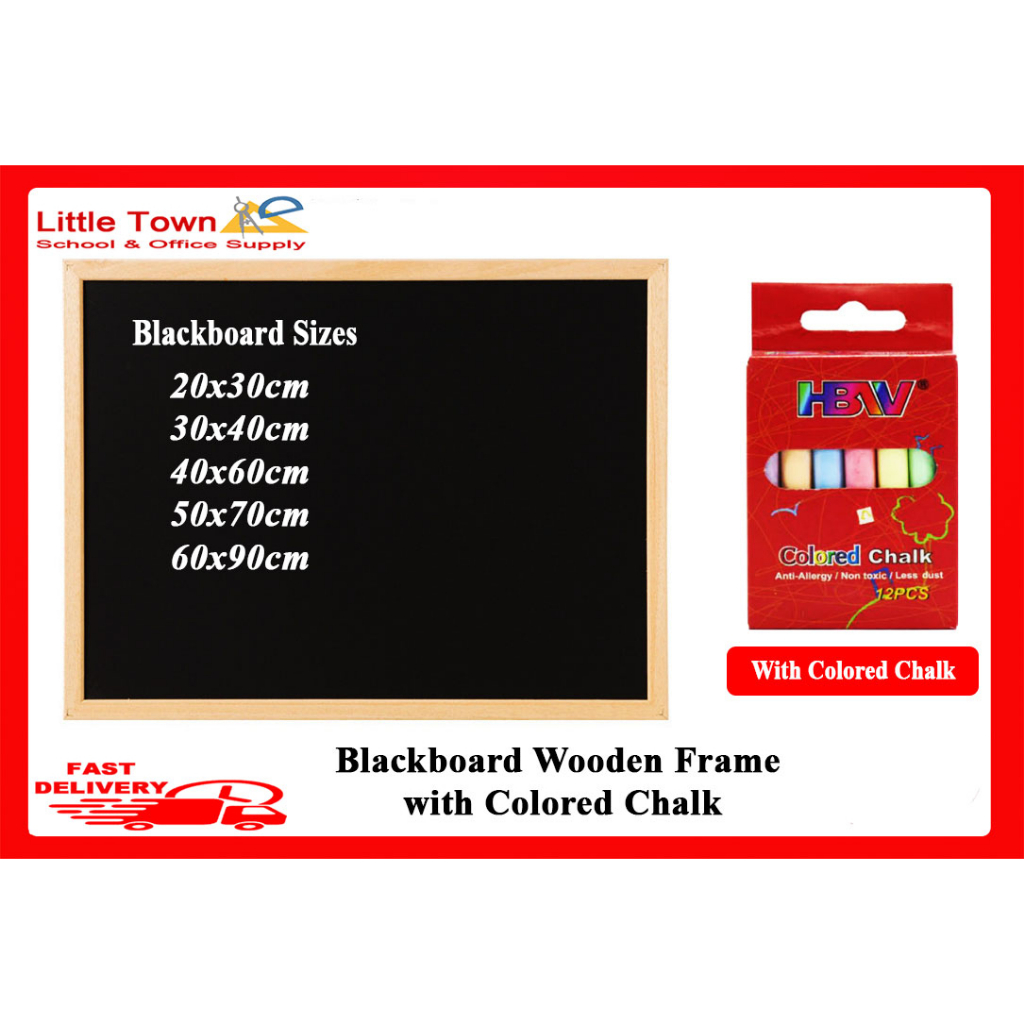 Blackboard Chalkboard Wooden Frame with 1box Chalk Shopee Philippines
