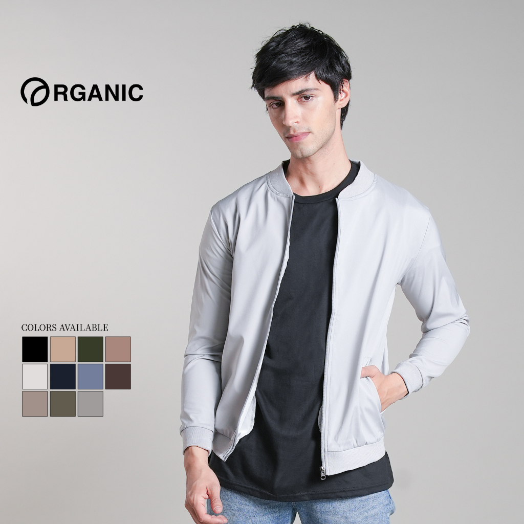 Organic Bomber Jacket for Men with Zipper Plain Trendy Tops Casual ...