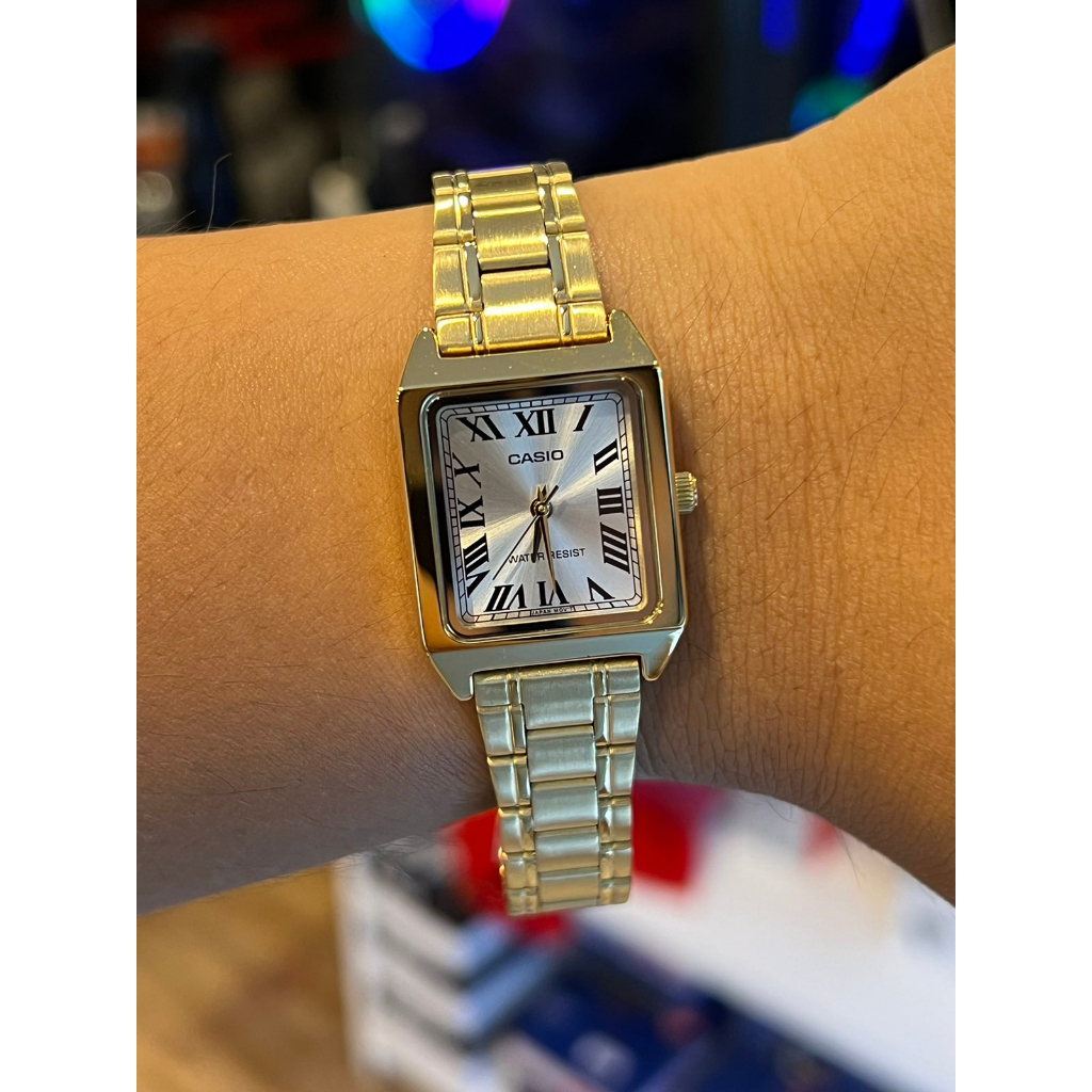 ORIGINAL CASIO Analog Tank Two-toned Ladies Watch LTP-V007SG-9B / CASIO ...