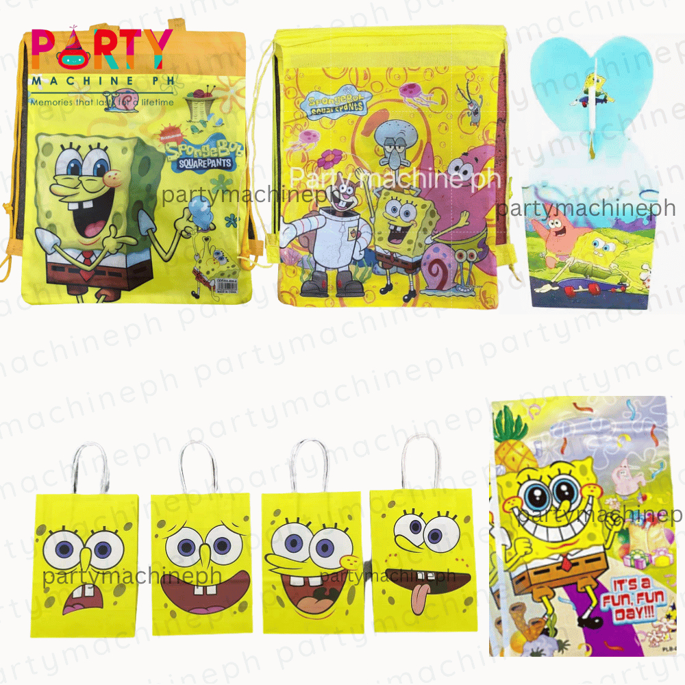 12pcs Spongebob Paper Bag / Spongebob Giveaways / Spongebob loot bags / Spongebob Drawstring