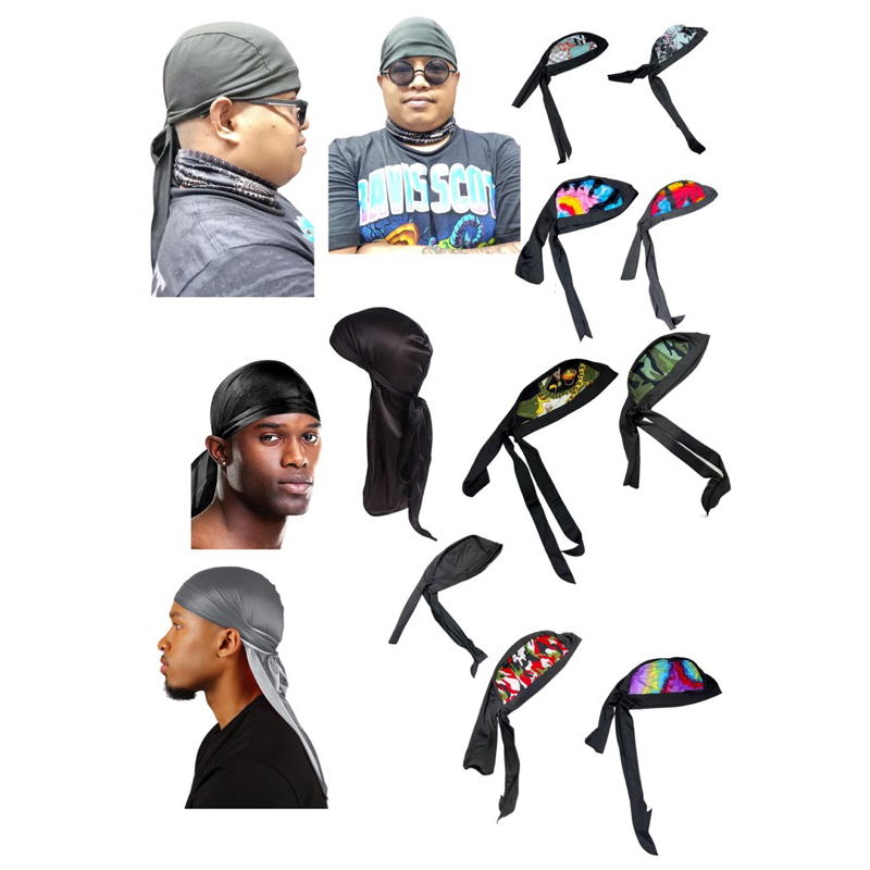 DURAG for head men and women pirate bandana cotton spandex | Shopee ...