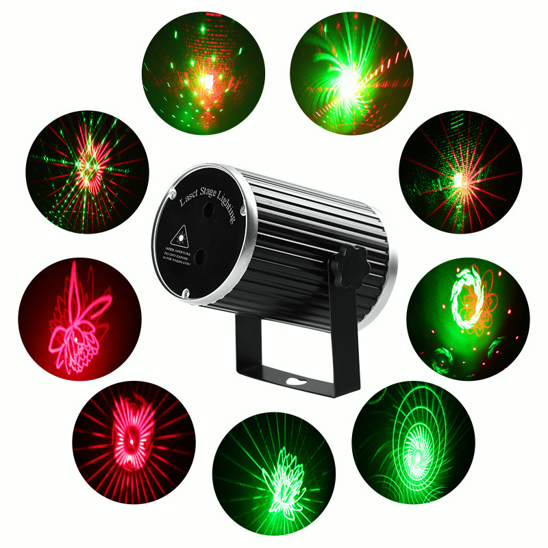 Stage Light Red Green Laser Disco Light Voice Controlled Dancing Lights RGB Projector Spotlight