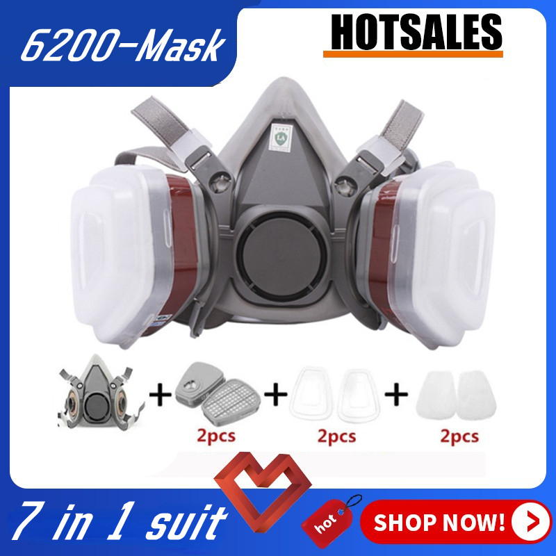 3M Mask 6200 7 In 1 Set Half Finish Spray Respirator Gas Mask Safety ...