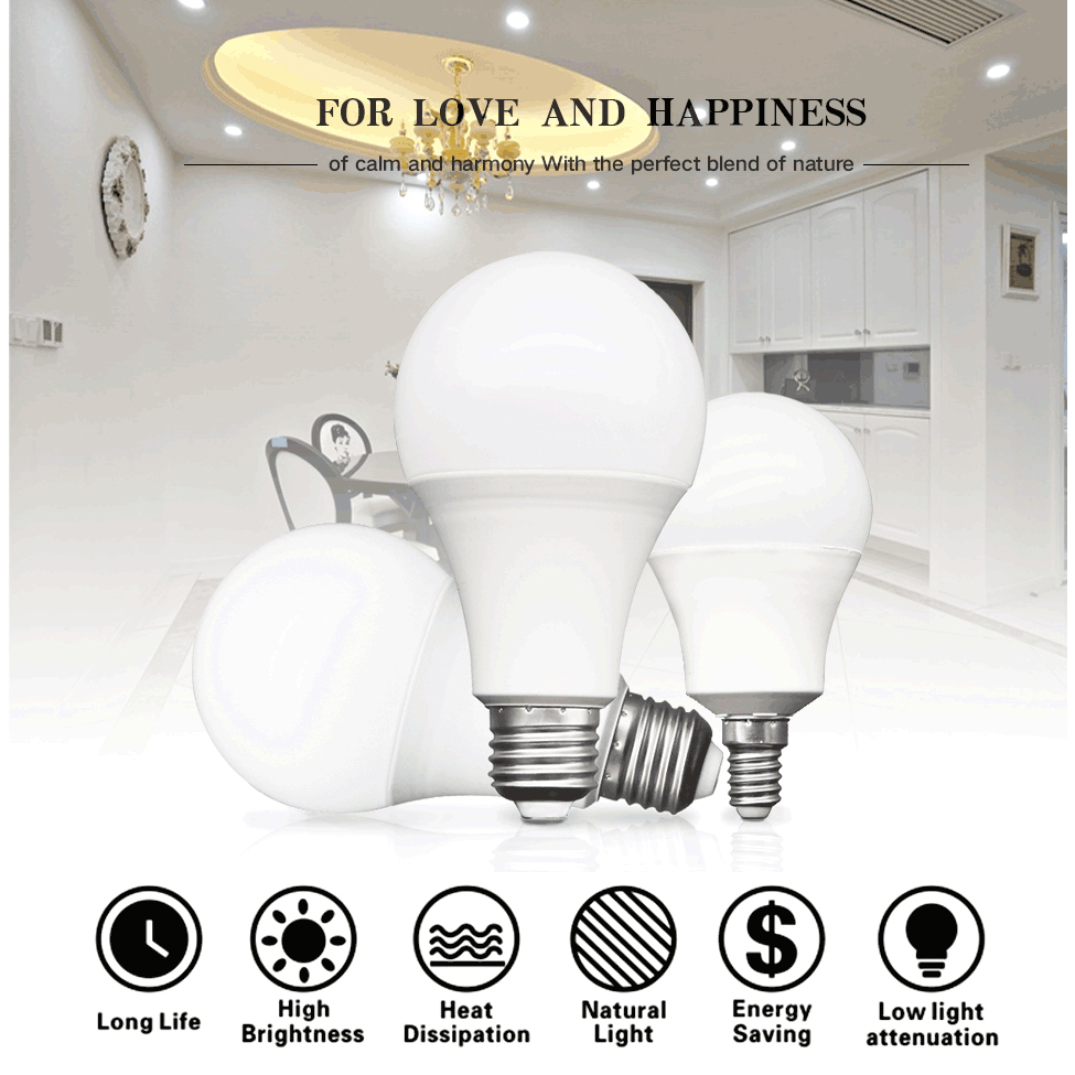 E27 bulb cool white 7W 9W led bulb 6500k Energy saving daylight bulb