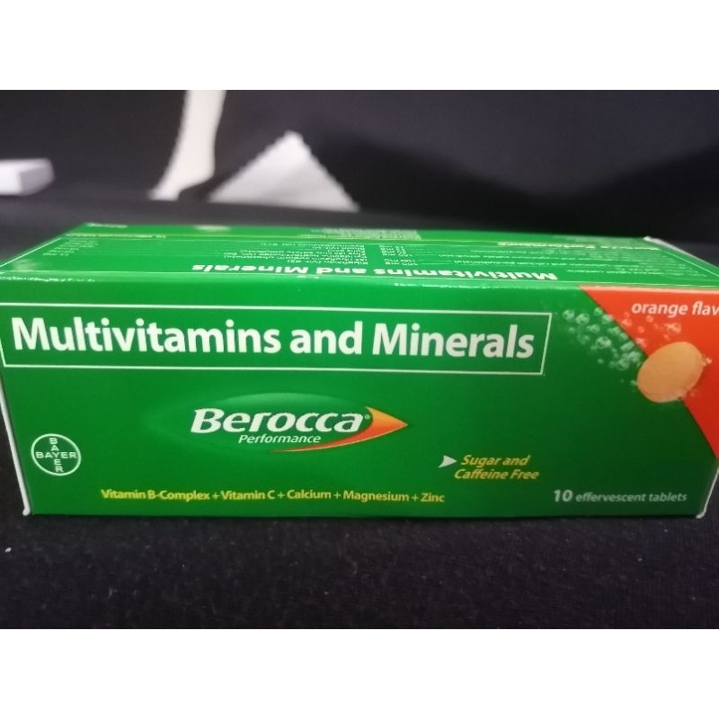 berocca orange multivitamins and minerals 10 tabs exp 8/2024 Shopee