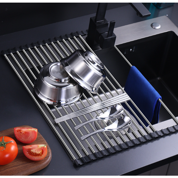 RollUp Kitchen Sink Rack Dish Drying Rack Over Sink Kitchen Shelf