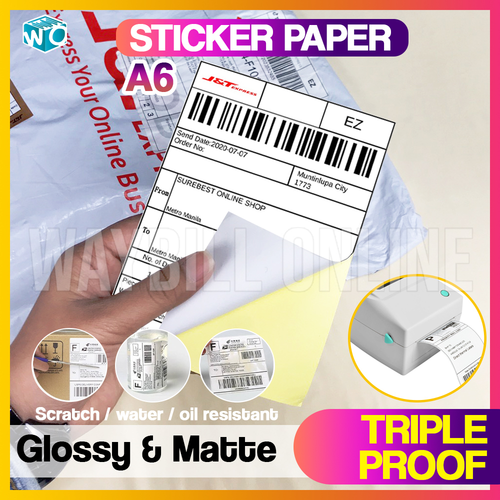 Waybill Sticker A6 Sticker Paper for Inkjet Printer Smudge Proof
