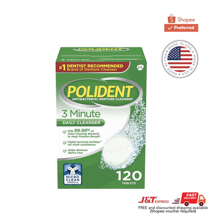 Polident 3Minute Antibacterial Denture Cleanser (6 tablets per pack
