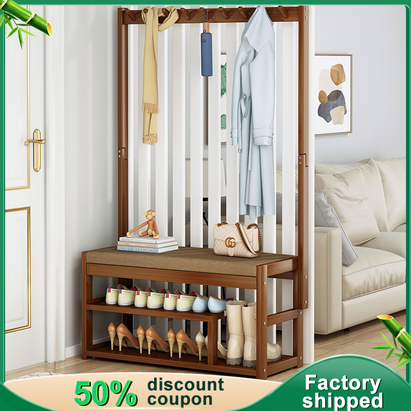 Shoe Stool Shoe Coat Rack Changing Stool With Hook 60/70/80/100cm Coat