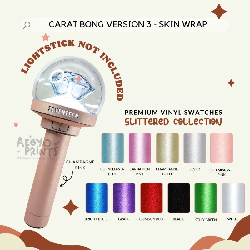 CARAT BONG V3 - GLITTERED SKIN WRAP FOR SEVENTEEN LIGHTSTICK CBV3 ...
