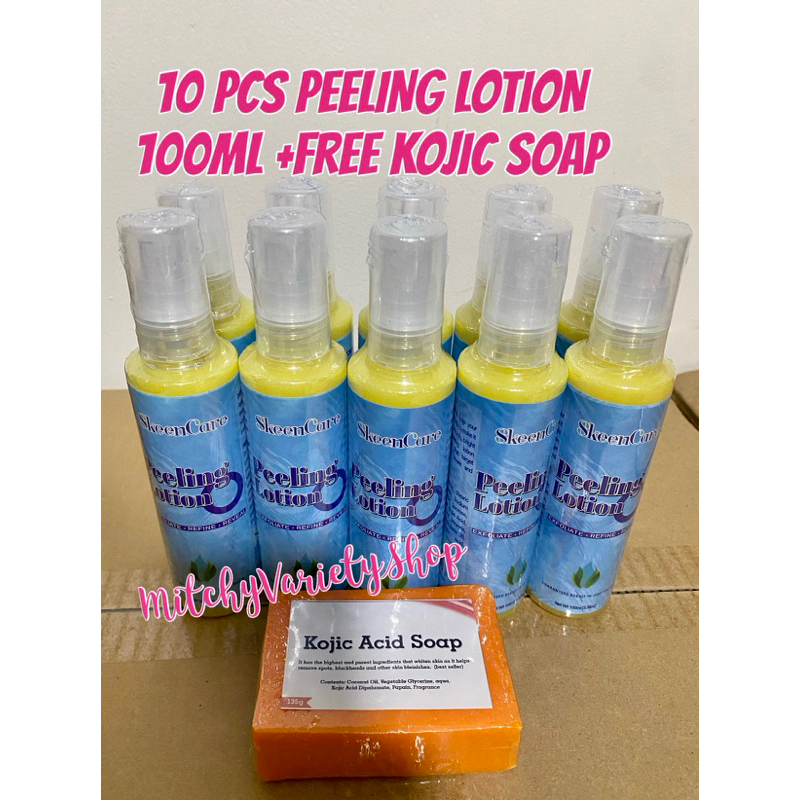 BUNDLE 10 PCS PEELING LOTION 100ml + FREE KOJIC SOAP (FDA APPROVED
