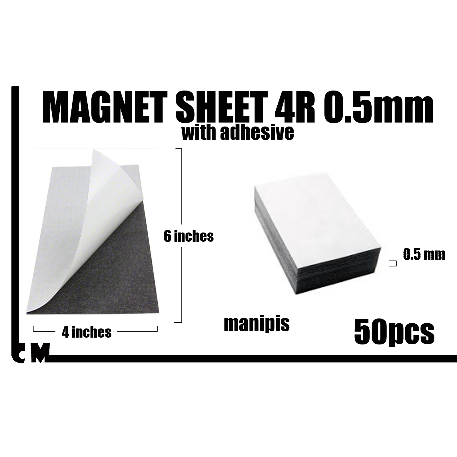 magnet sheet 4r (0.5mm) wuth adhesive 50pcs | Shopee Philippines