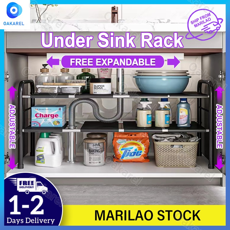 Extendable Adjustable Height Stainless Steel Kitchen Organizer Under ...