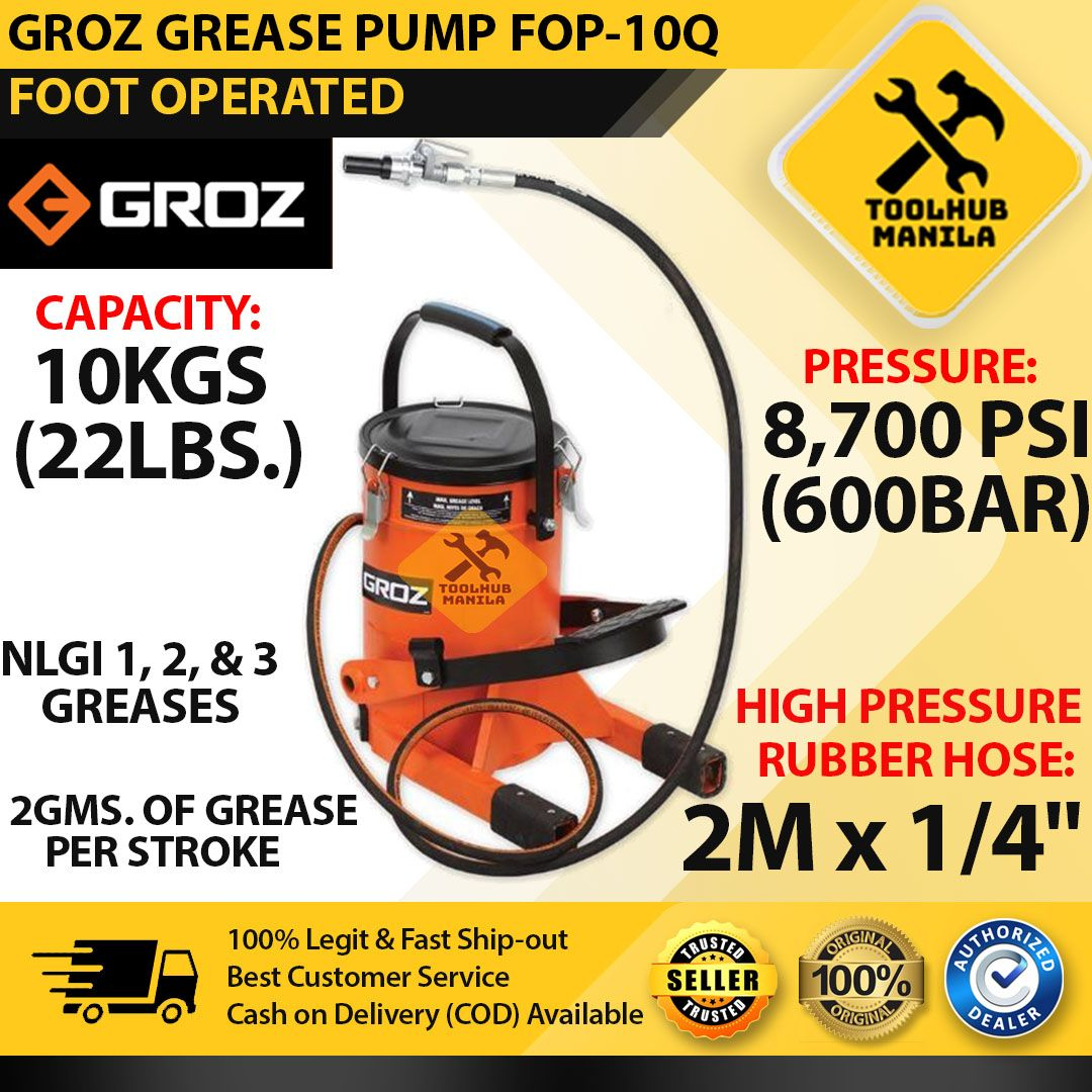 Groz Foot Operated Grease Pump 10kgs Fop 10q Fop10q Bucket Grease Pump Shopee Philippines