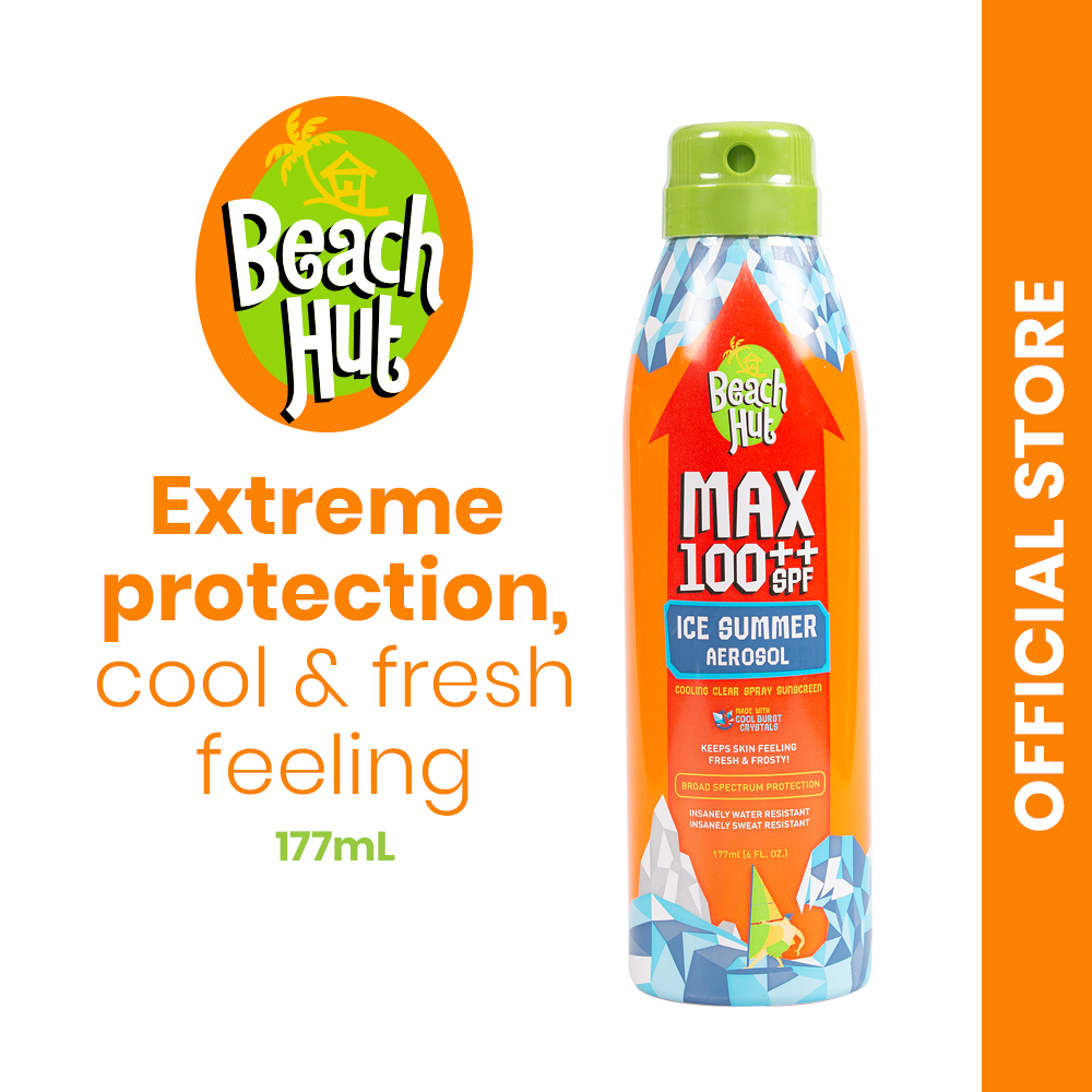 Beach Hut Sunblock MAX SPF 100 ++ Ice Summer Aerosol Sunscreen Body