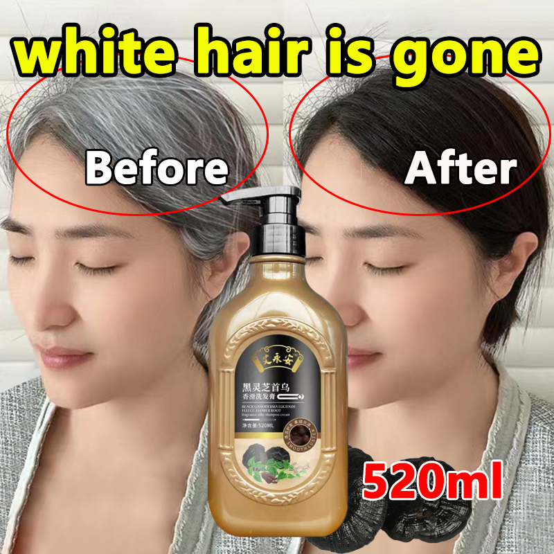 520ml white hair changes to black hair blackening shampoo White Hair ...