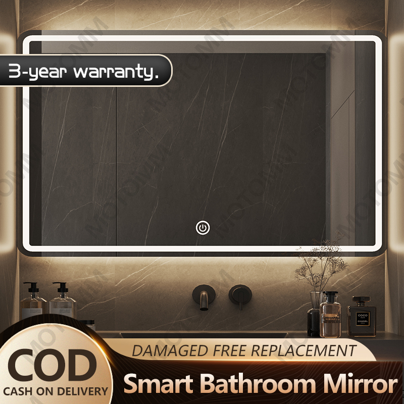 Bathroom LED Mirror Decorative Wall Mounted Rectangular Frameless Front ...