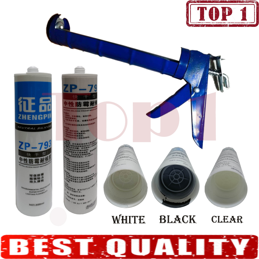 ZHENGPIN Neutral Silicon Sealant ZP793 24x300ml HEAVY DUTY With Caulking Gun BLUE {Sold per Set