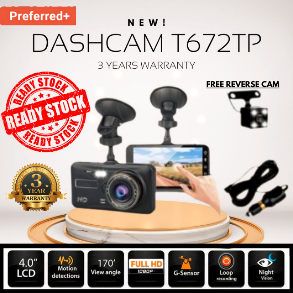 Ettro Dashcam T672TP/XH202/T727+ 1440P 4 Inches Car Recorder Touch