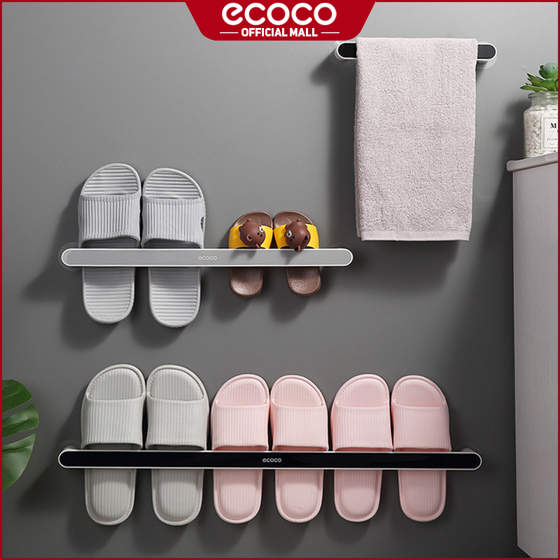Ecoco Wall Mounted Slipper Rack Holder Shoe Storage Organizer Towel ...