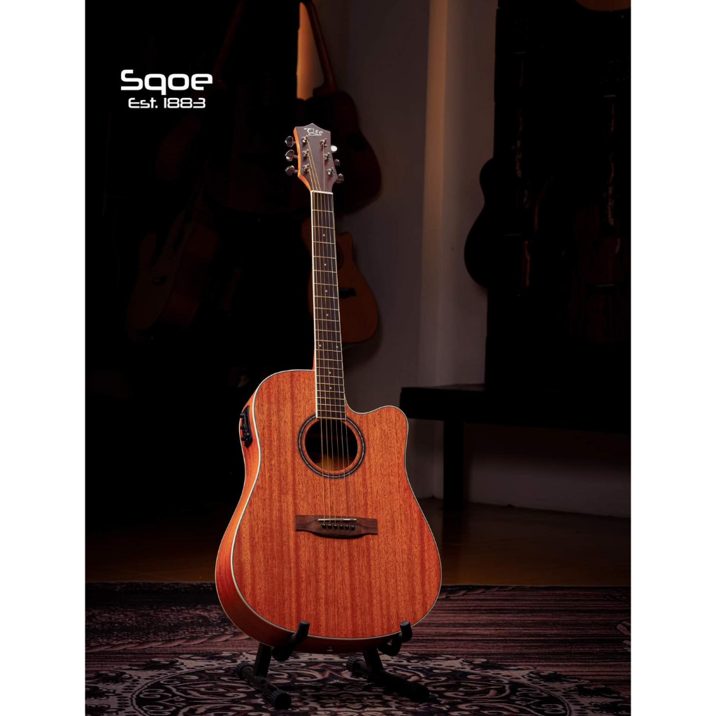 Qte 41’ Inches Acoustic Guitar with Builtin Pickup Tuner (Mahogany