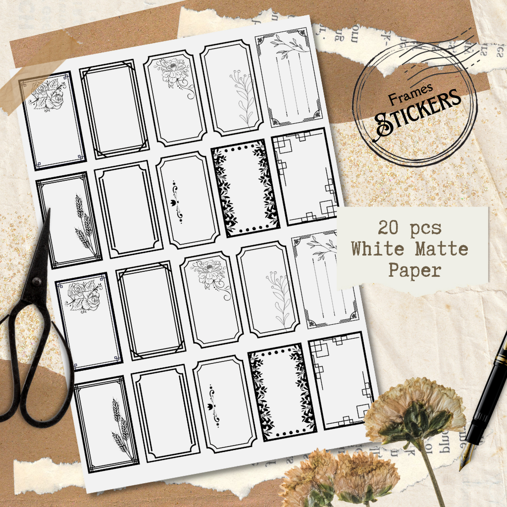 20pcs Vintage Frames/Labels Stickers - For Stationery Junk Journals ...