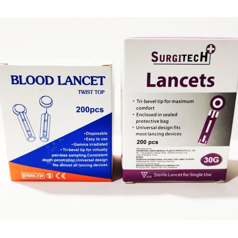 BLOOD LANCET (G.28 Blue) (G.30 purple) sold per Box 200pcs | Shopee ...