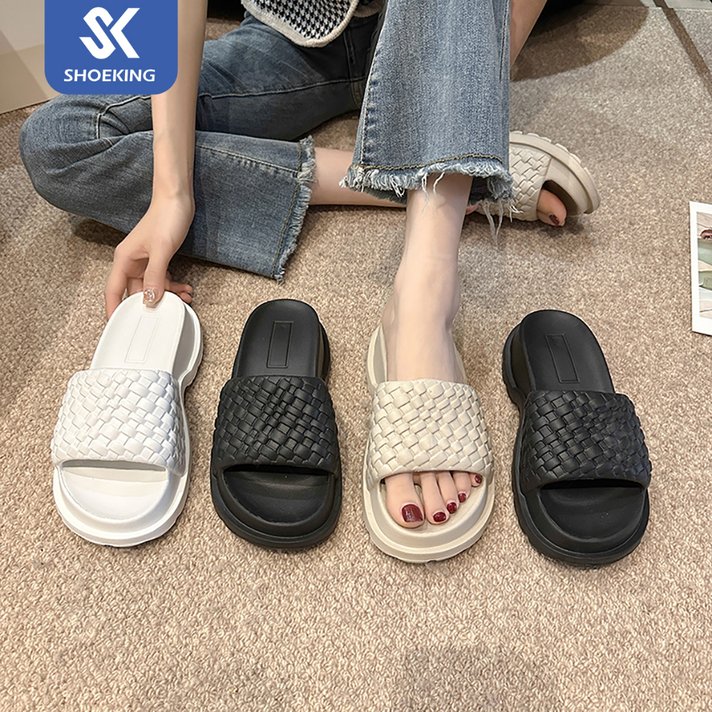 SK New korean casual rubber slippers plain comfy footwear for women ...