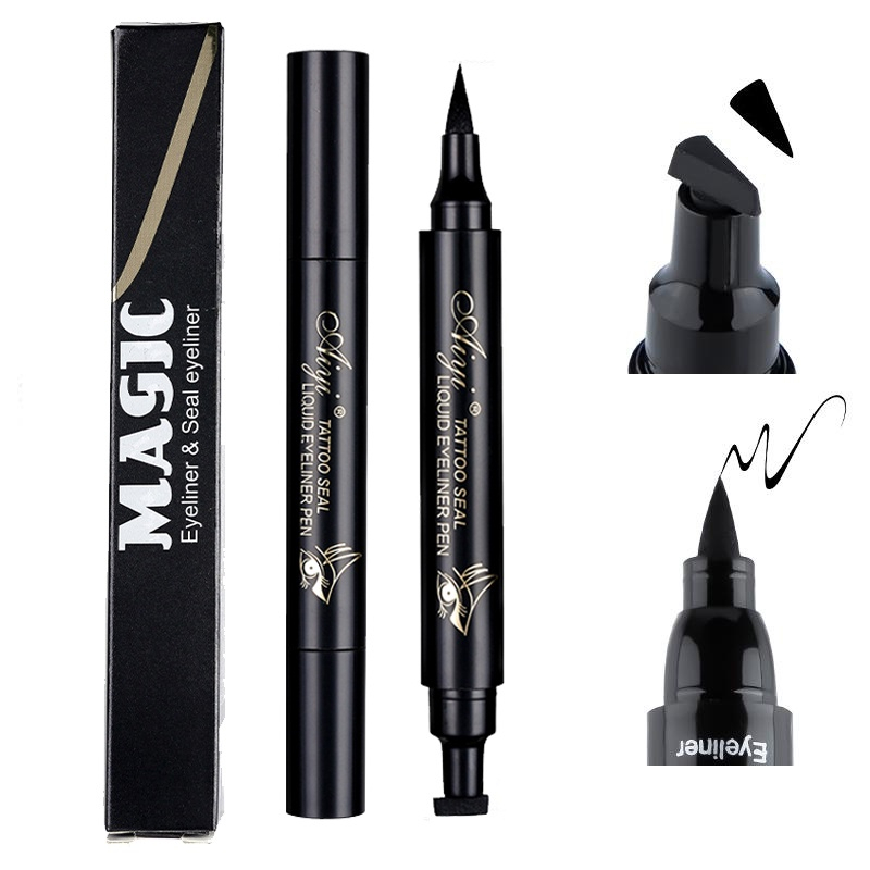 Winged Eyeliner Waterproof Eyeliner Pen Cosmetic Seal Stamp 2 in 1