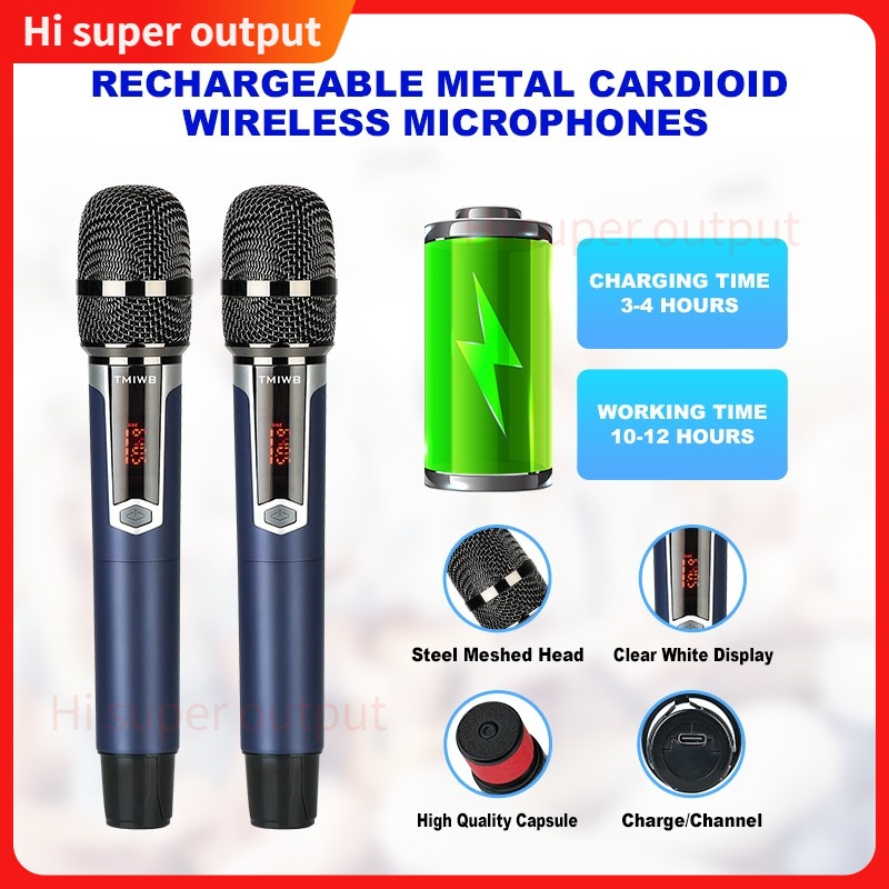 Wireless Microphone Good Rechargeable UHF Dual Karaoke Mic With